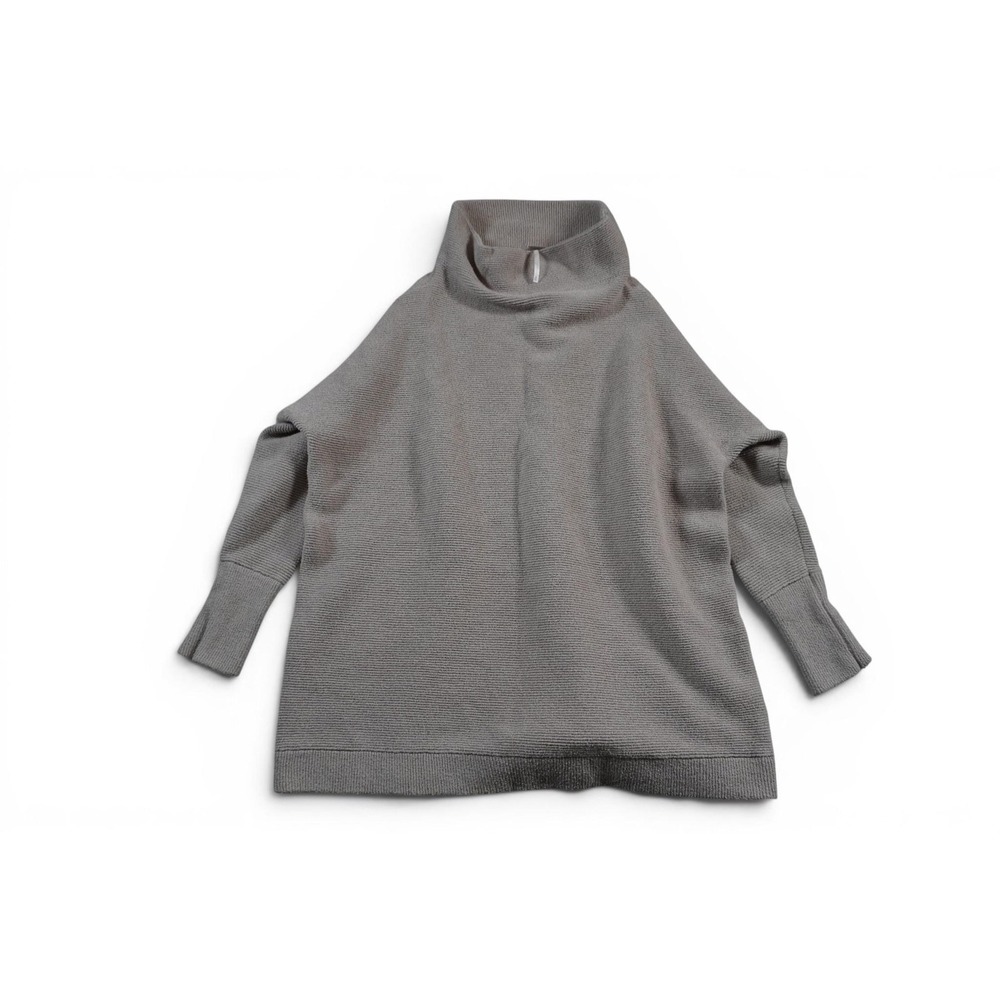 Free People Ottoman Slouchy Tunic Women Medium Gray Relaxed Knit Pullover Ribbed